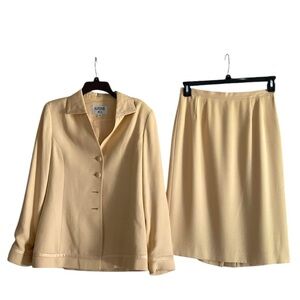 Vintage Kasper A.S.L. Women’s Butter Yellow 2 Piece Suit Skirt Set Size 6